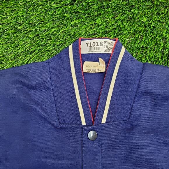 Vintage 90s Trevira MOD Wool Cardigan Large 23x27 Blue - Picture 12 of 16